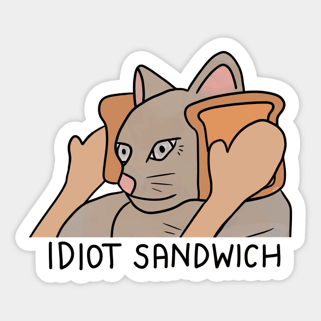 Idiot Sandwich Cat Sticker by aaalou